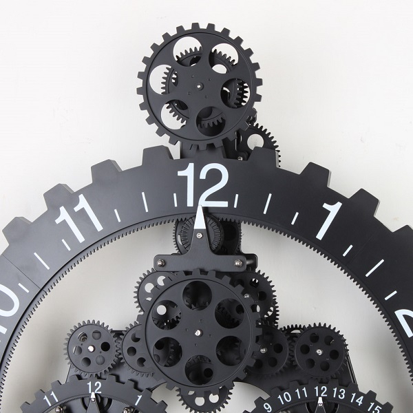 Mechanical Gear Wall Clock with Calendar – Elegant Timekeeper with Date Feature