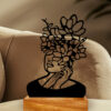 Minimalist Metal Cubist Woman Face Sculpture