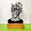 Minimalist Metal Cubist Woman Face Sculpture