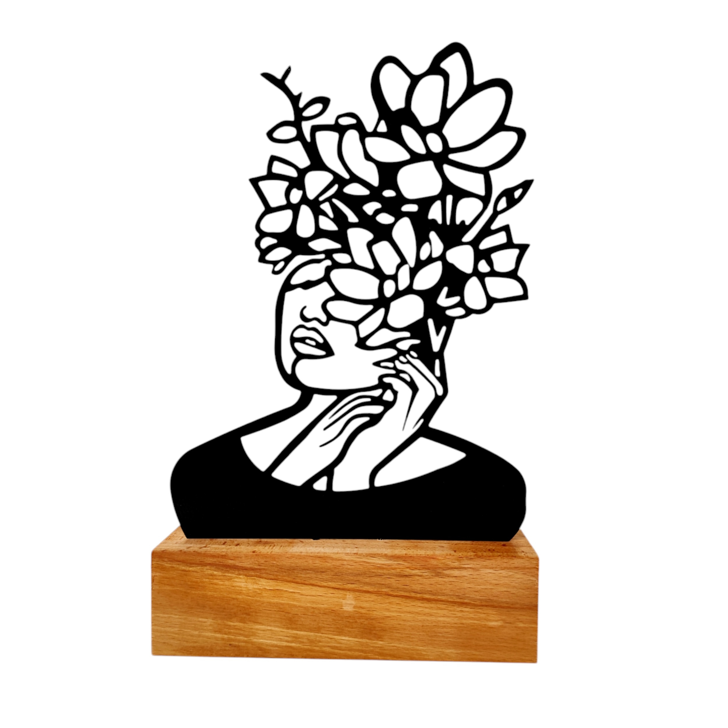 Minimalist Metal Cubist Woman Face Sculpture