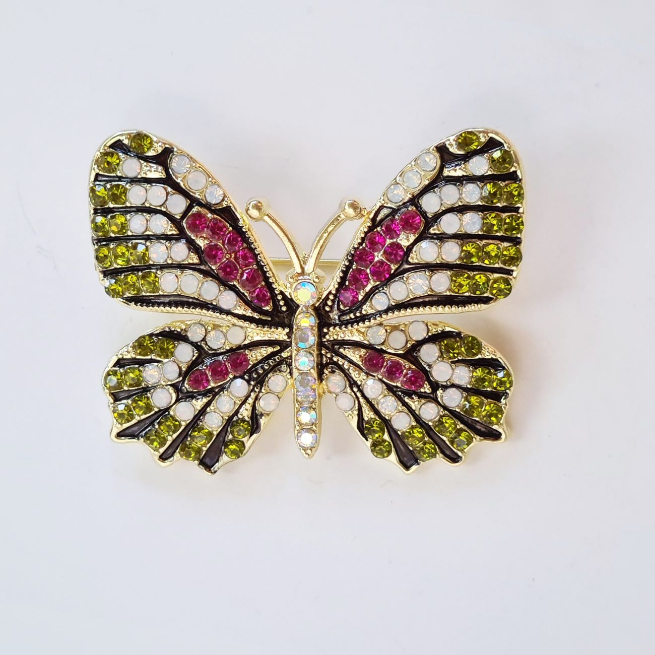 Modern Brooch Pin – Butterfly with Colorfull Gemstone Design