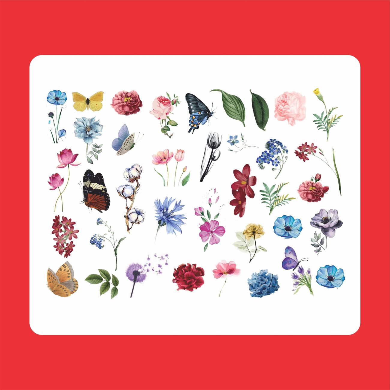 Nail Stickers - Leaf & Flower Design (5 Pcs)