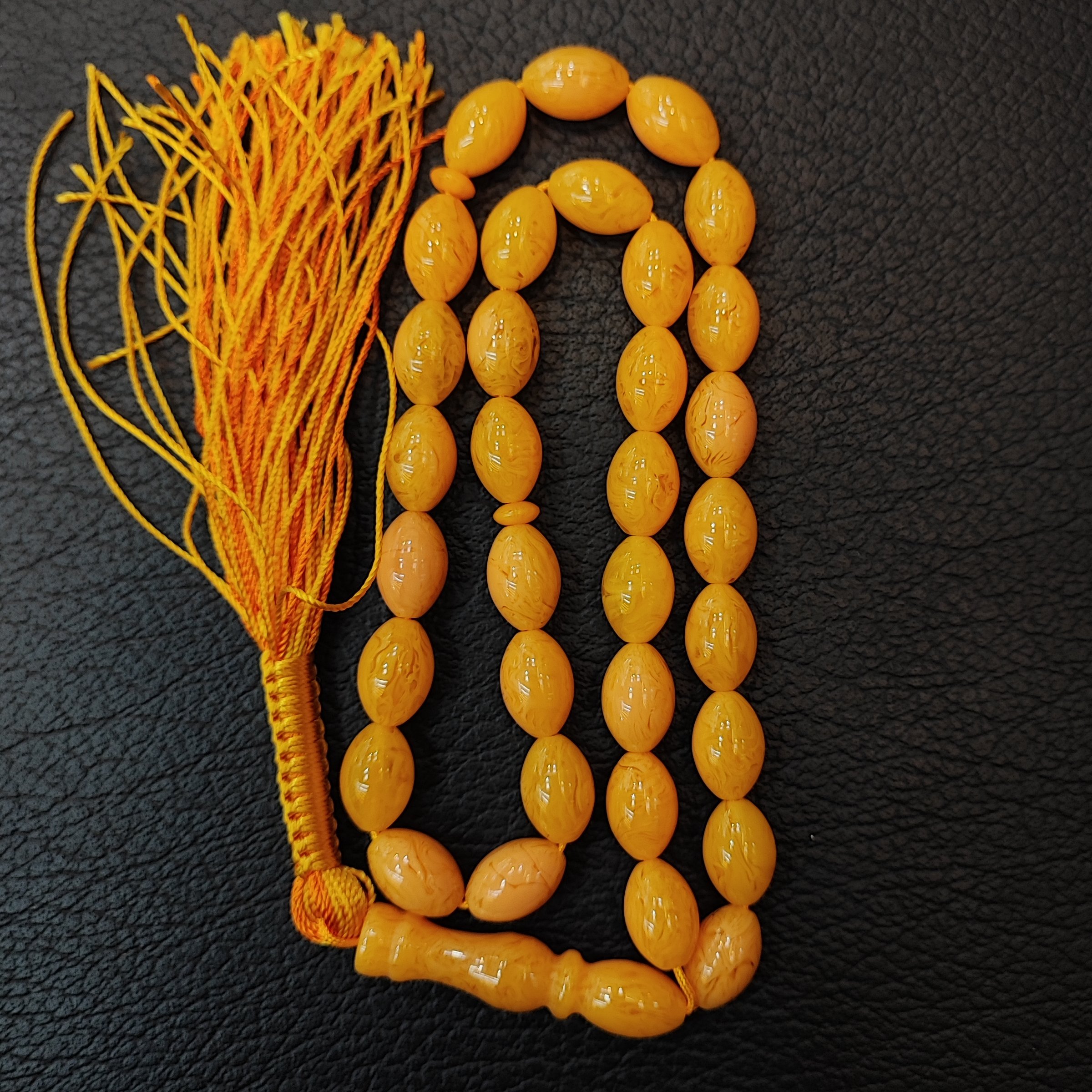 Natural Amber Tasbih – Lemon Fragrance Rosary with 33 Prayer Bead Tasbih