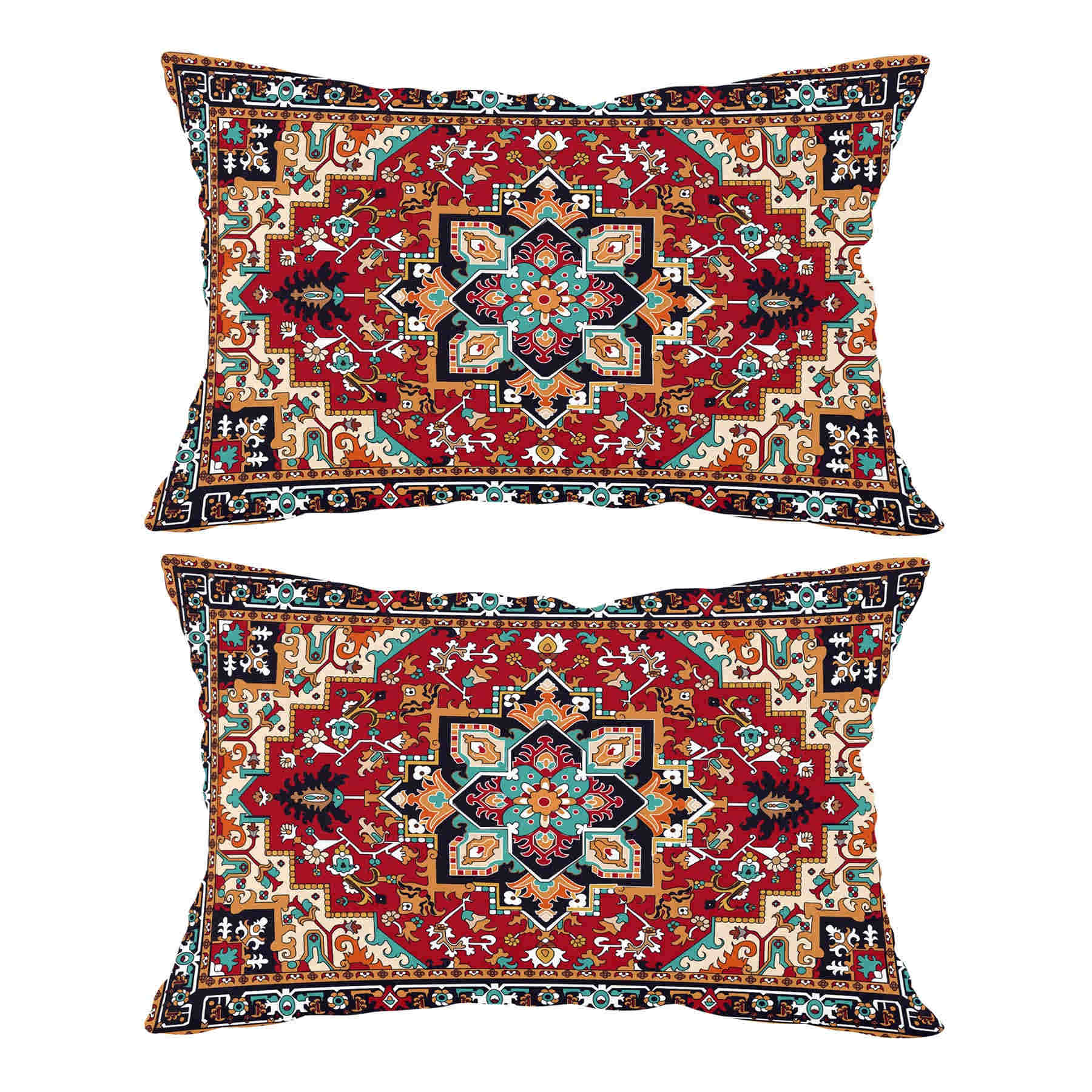 Persian Pillowcase with Carpet Design – Cultural Elegance in Red (Pack of 2)