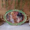 Polyresin Tray - Classic Scene & Ornate Green Fram