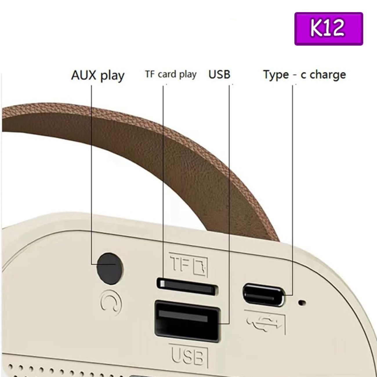 Portable Bluetooth Speaker Model K12, Bluetooth 5.0 Version, Battery-Powered