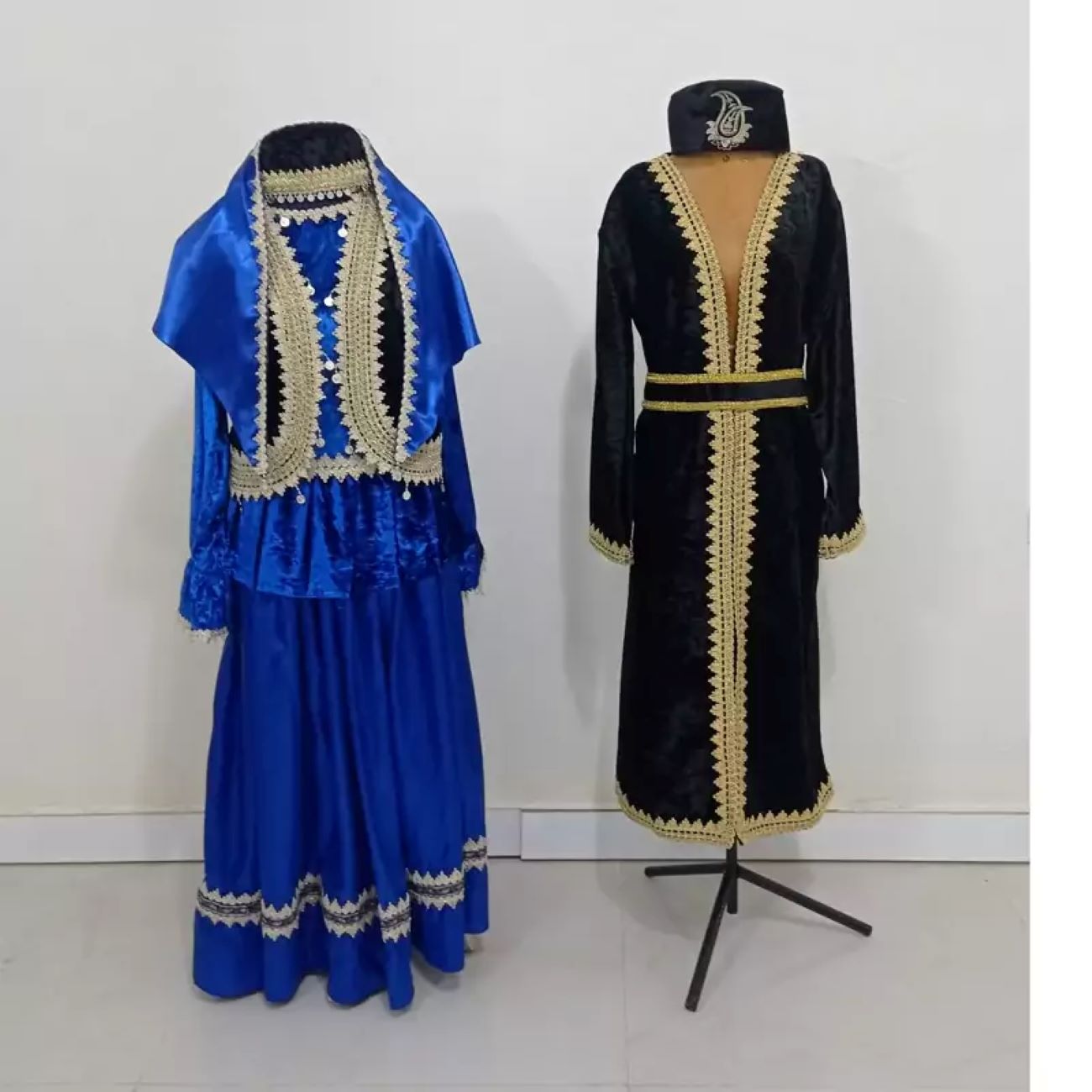 Qajar Persian Iranian Women’s and Men’s Clothing, Embroidered with Ribbon and Coin Work