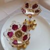 Resin Candle Holder - Floral Resin Candle Holder with Gold Flakes & Petal Pattern