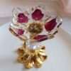 Resin Candle Holder - Floral Resin Candle Holder with Gold Flakes & Petal Pattern
