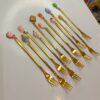 Rustproof Stainless Steel Serving Forks with Cute Polymer Clay Topper - 11 Pieces