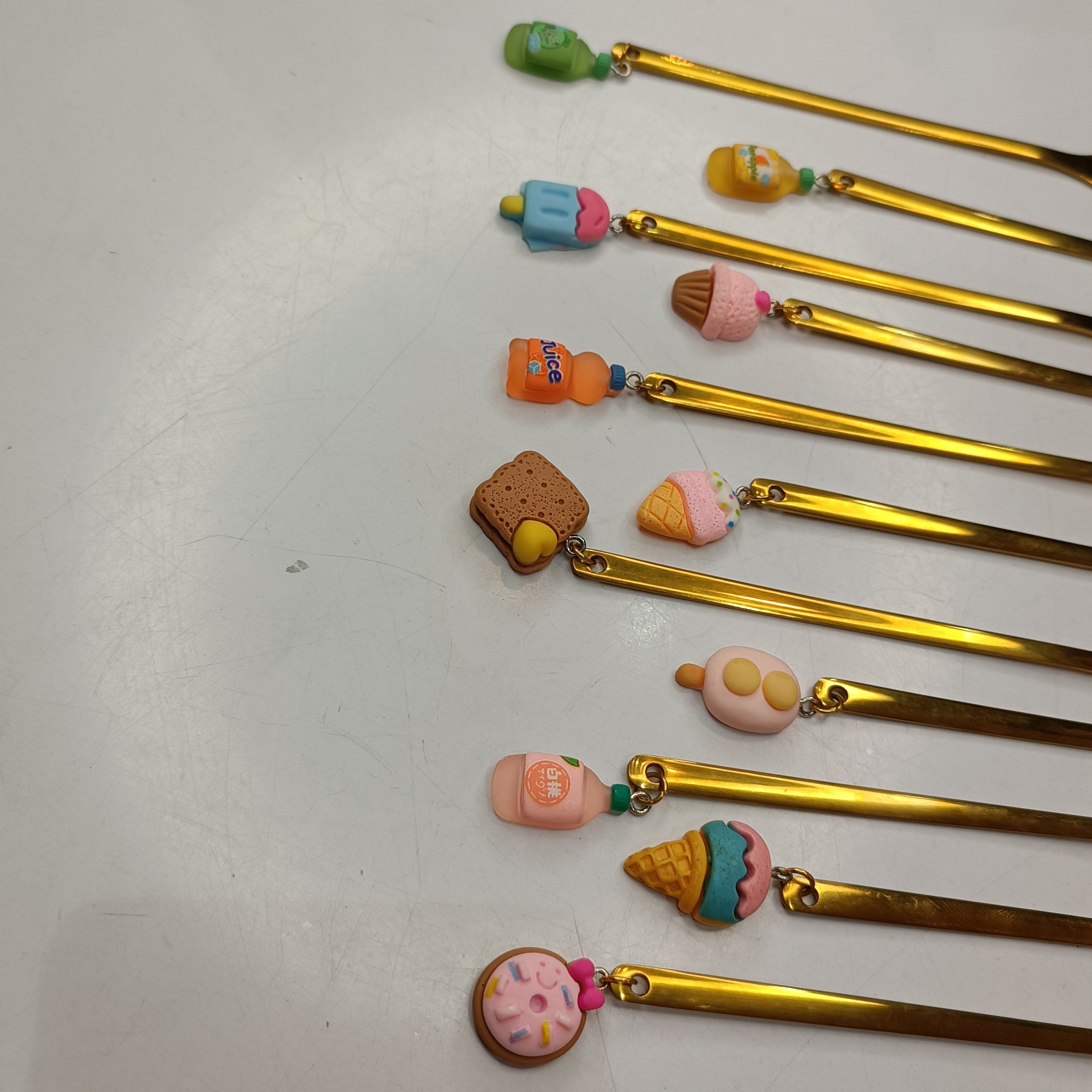 Rustproof Stainless Steel Serving Forks with Cute Polymer Clay Topper – 11 Pieces