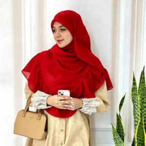 Scarf for Women – Gathered Design Red II