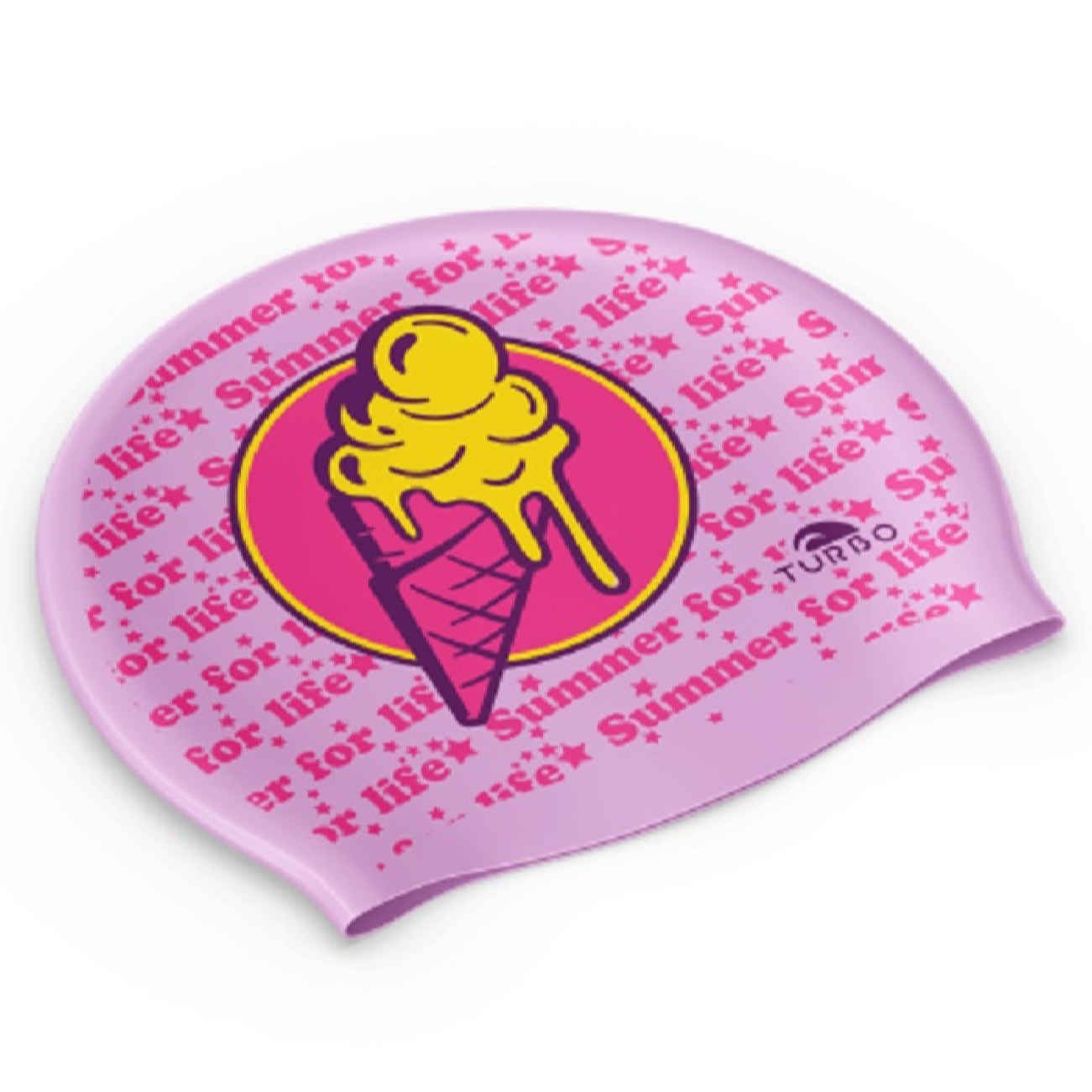 Silicone Swim Cap with Ice Cream Pattern