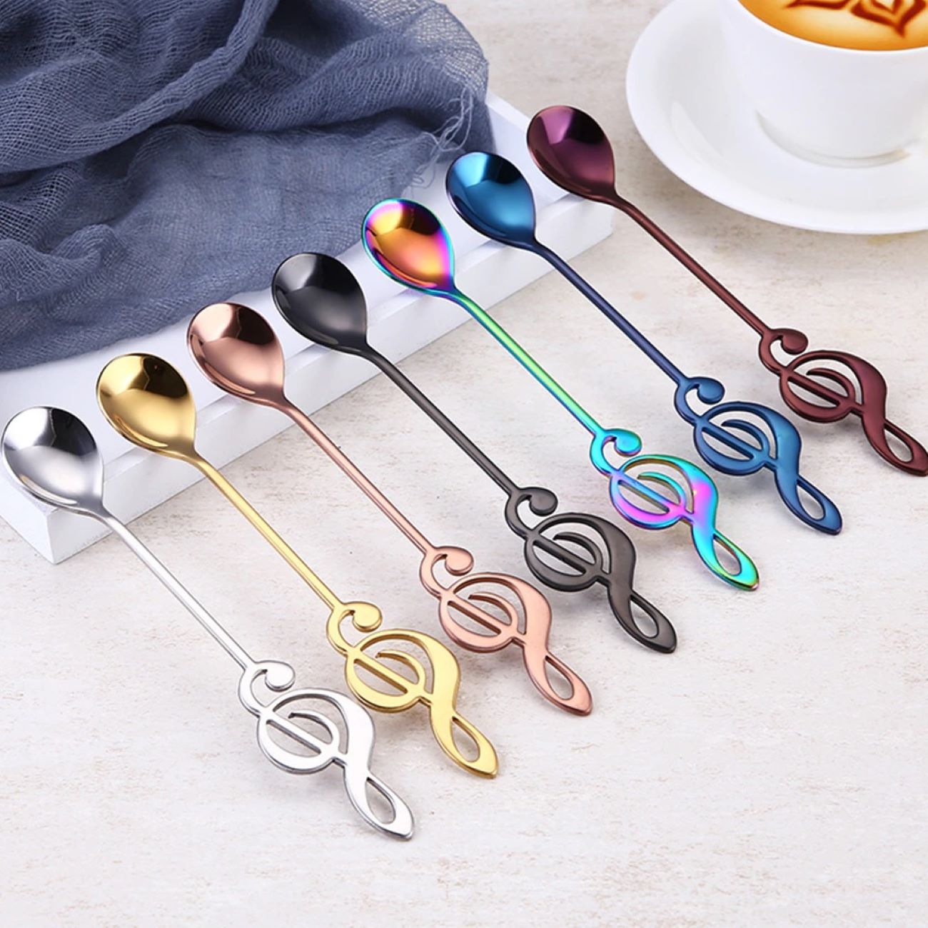 Tea Spoon Set – Musiacal Style Colorful Design 7 Pcs