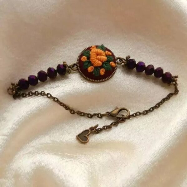 Embroidered Jewelry Set Include Pair of Free Hair Clips and Keychain