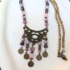 Traditional Necklace and Earring Set with Purple Jade Stone and Purple Crystal.