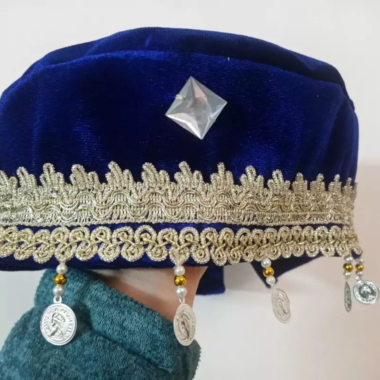 Traditional Women’s and Girls’ Velvet Hat with Coin Design