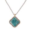 Turquoise Inlaid Bronze Necklace - Rhombus Design Traditional Style