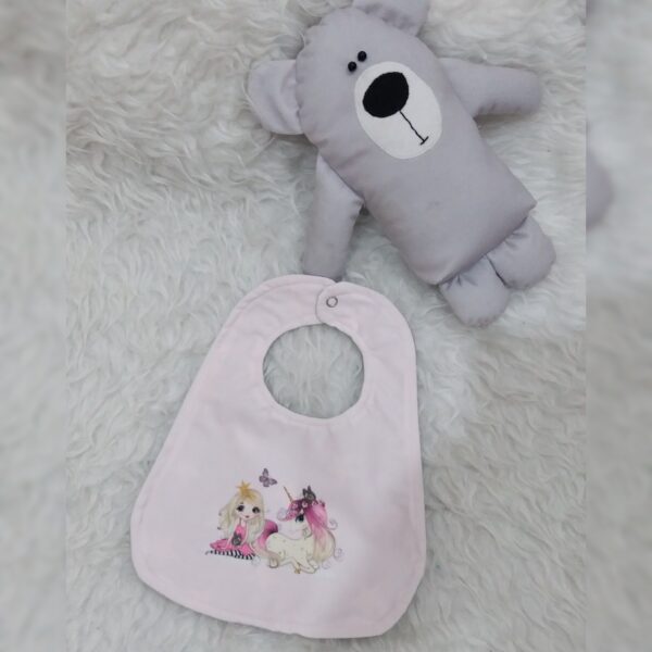 Baby Bib Unicorn and Princess Pattern with Snap Closure