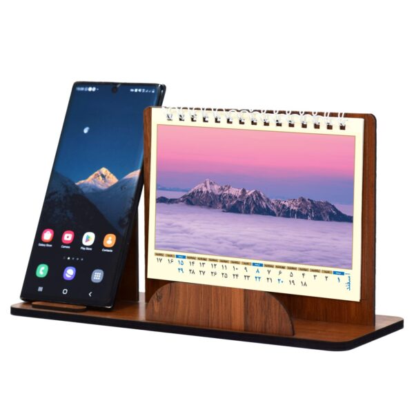 Wooden Desk Calendar for the Year 1404 with Phone Stand – Stylish & Functional