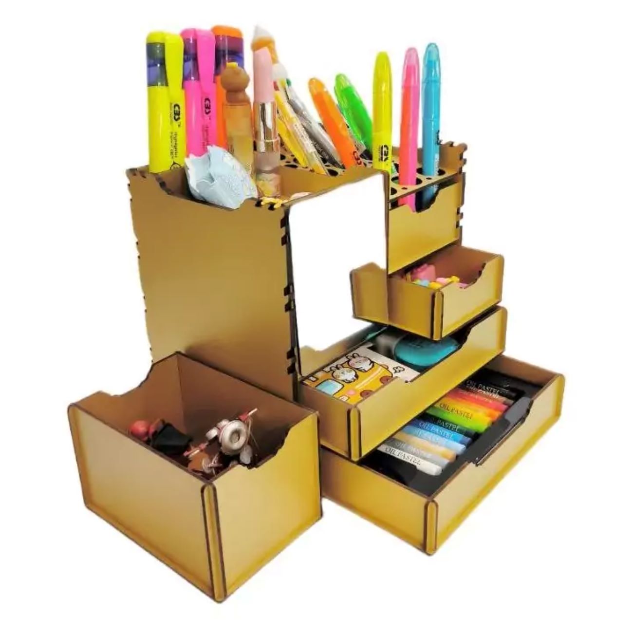 Wooden Makeup and Stationery Stand. Features 4 drawers (one hidden drawer)