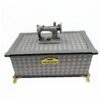 Wooden Sewing Box with Artificial Leather Cover Include Several Sewing Tools