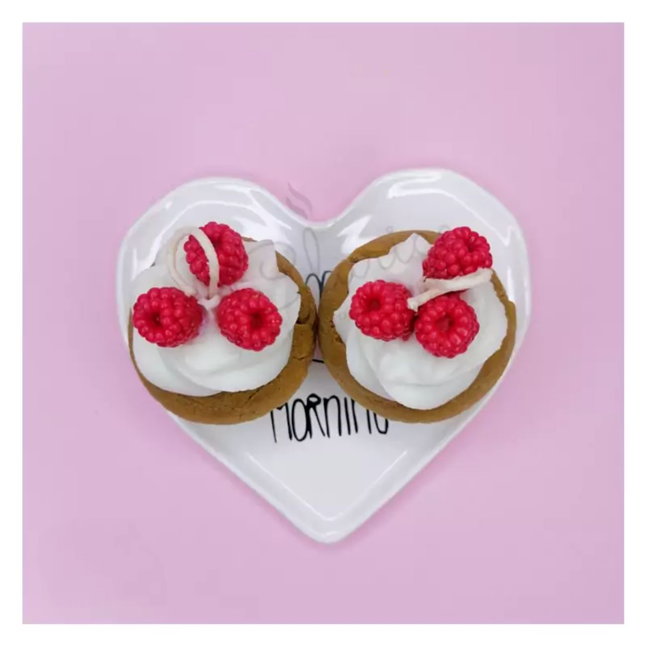 Artisan Cupcake Candle Sweet Raspberry & Whipped Cream Delight Set of 2