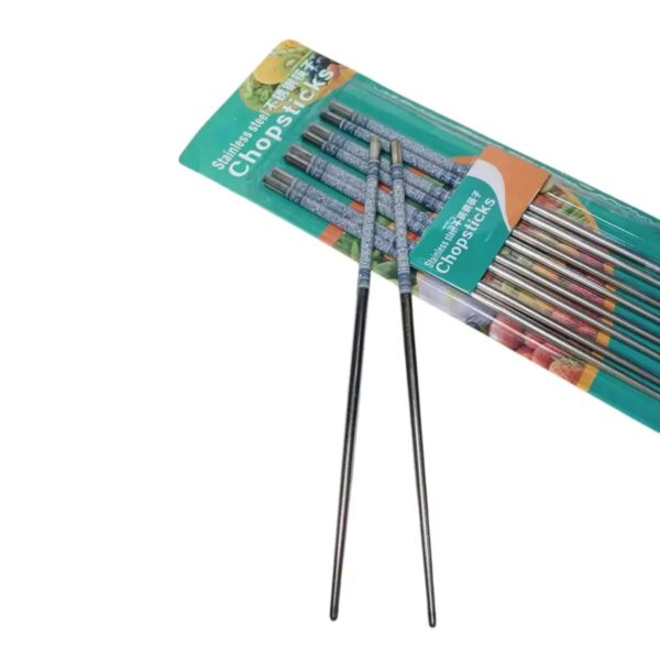 Chic and Stylish Patterned Stainless Steel Chopsticks Set of 4