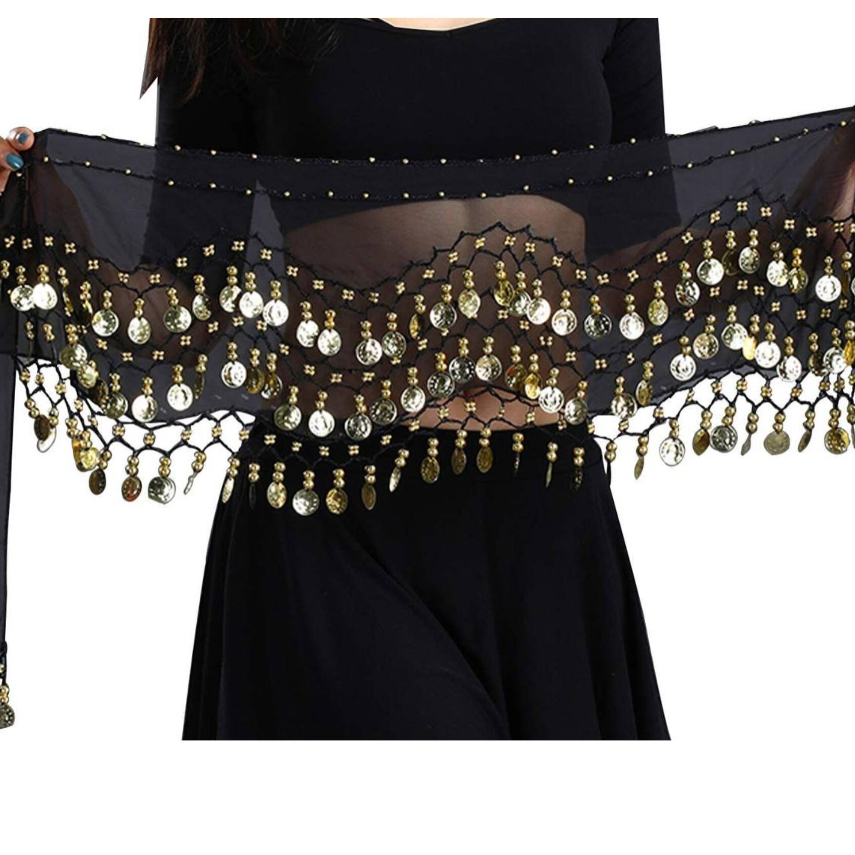 Coin Belly Dance Hip Scarf – Suitable for Training and Shows