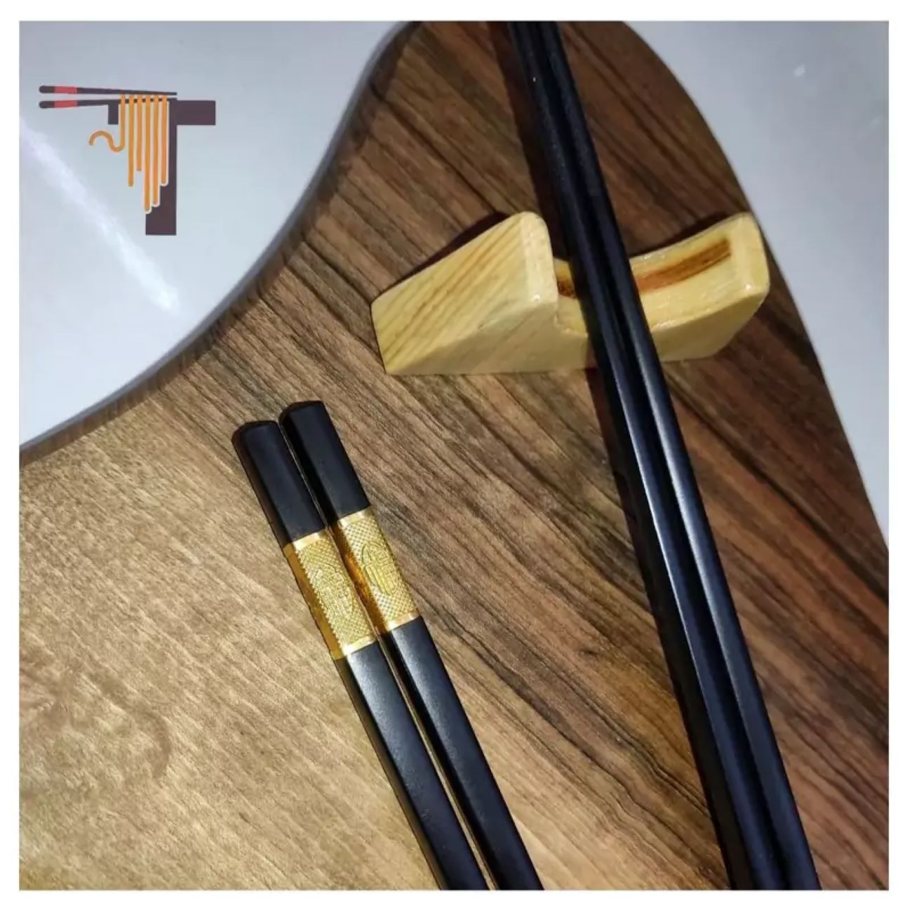 Durable Black Melamine Korean Chopsticks Set of 4