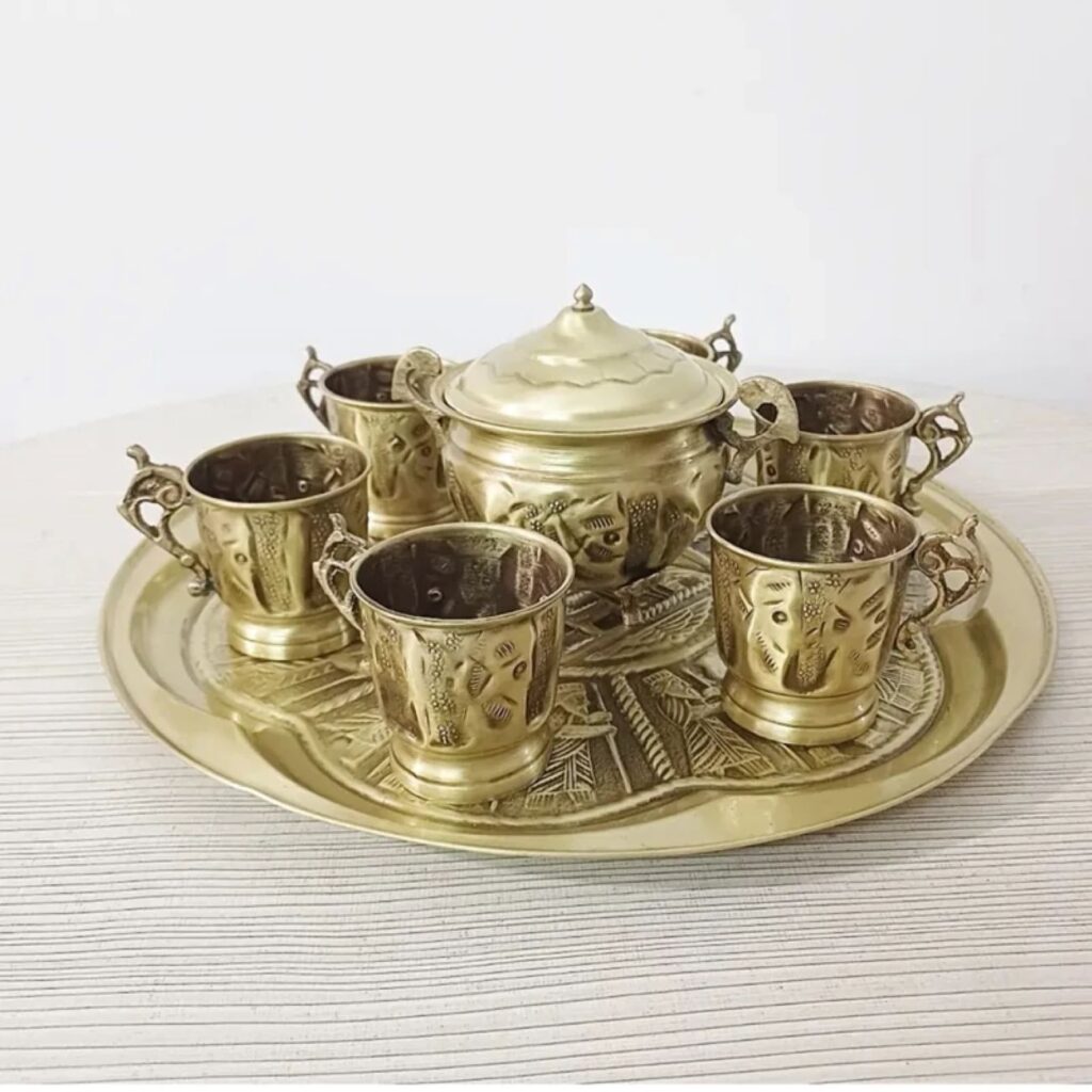 Persian Metal Tea & Coffee Set Model Sarv - ShopiPersia