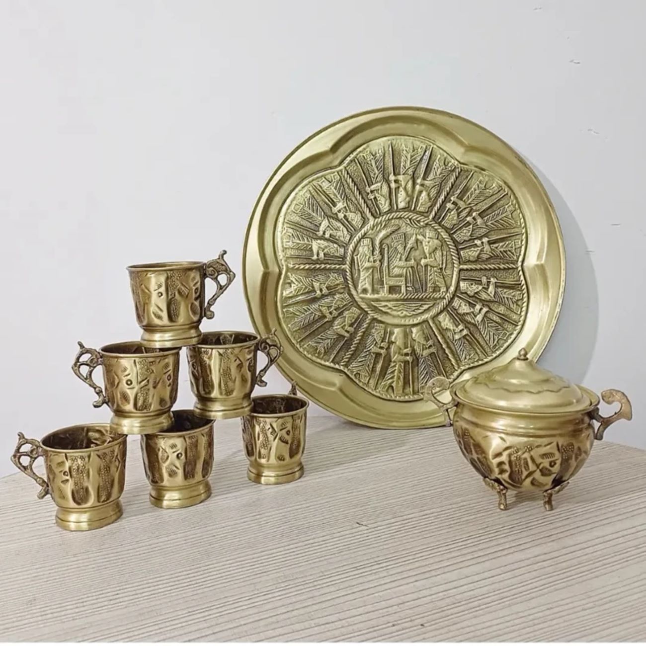 Elegant Brass Tea Set – Handcrafted for Tea Lovers & Suitable for Daily Use
