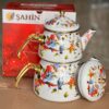 Enamel Teapot and Kettle Set – Floral & Bird Design
