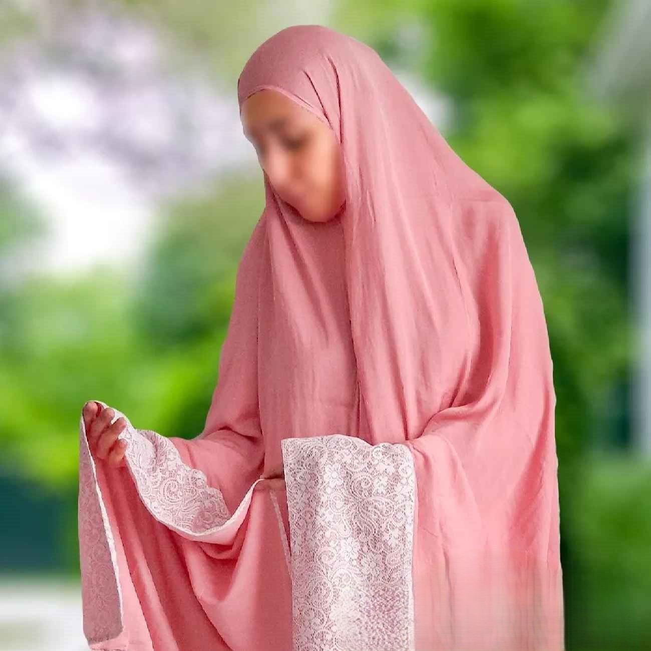 Islamic Namaz Chador with Pink Super-Soft Half Chador and Skirt – 170 cm