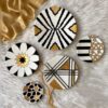 Wall-Mounted Pottery with Modern Gold and Black Design, 5 Pcs