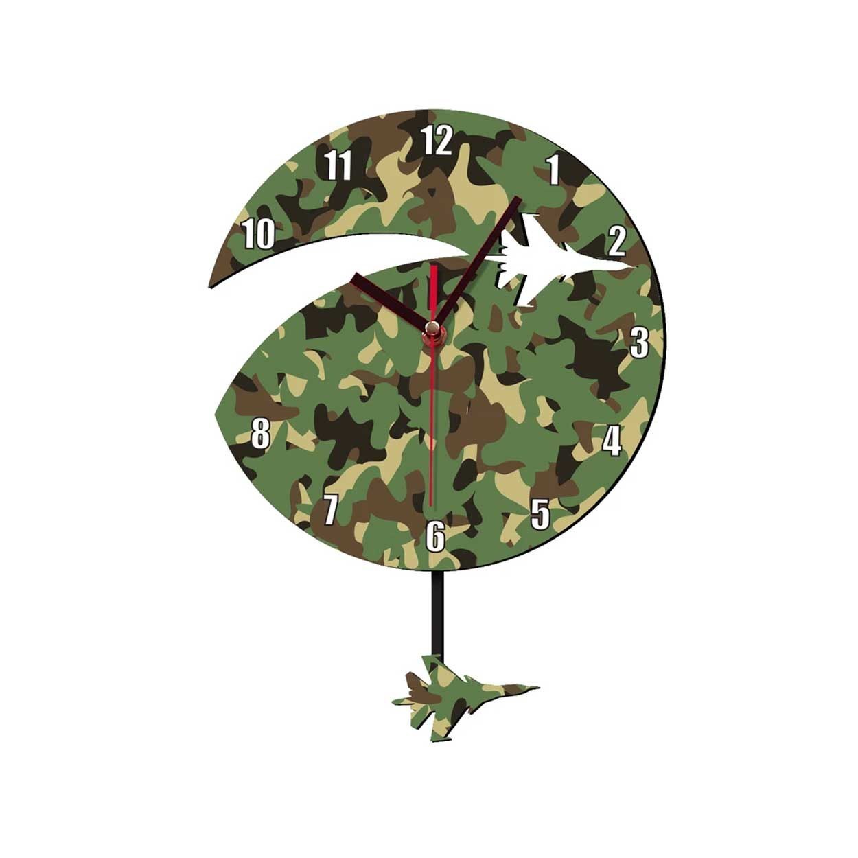 Wooden Military Aircraft Pendulum Wall Clock – A Unique Nursery Decor