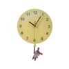 Wooden Nursery Children's Room Pendulum Wall Clock – Cute Rabbit & Balloon Design