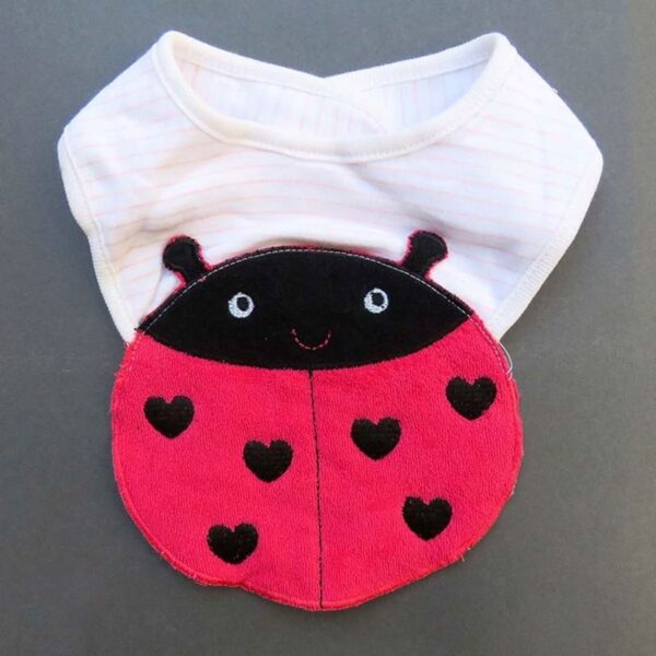 Baby Bib with Ladybug Cartoon Design
