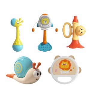 5-Piece Baby Rattle and Teether Toy Set – Colorful and Safe Sensory Toys