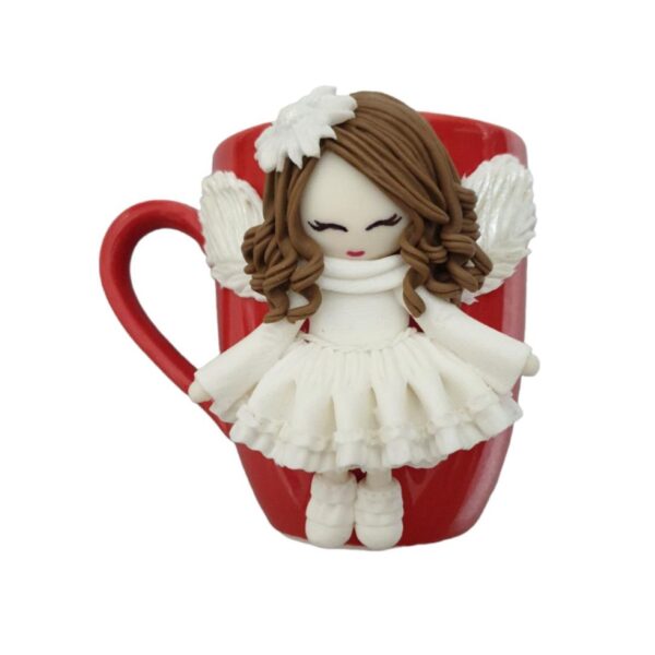 Artisan Ceramic Mug – Handmade Angel Motif Design