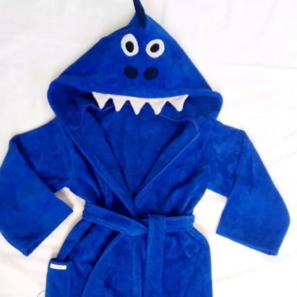 Baby Blue Hooded Dinosaur Bath Towel – Soft Terry Cloth Poncho