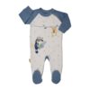 Baby Jumpsuit with Attached Feet (Sock-Style Design) with Animal Pattern