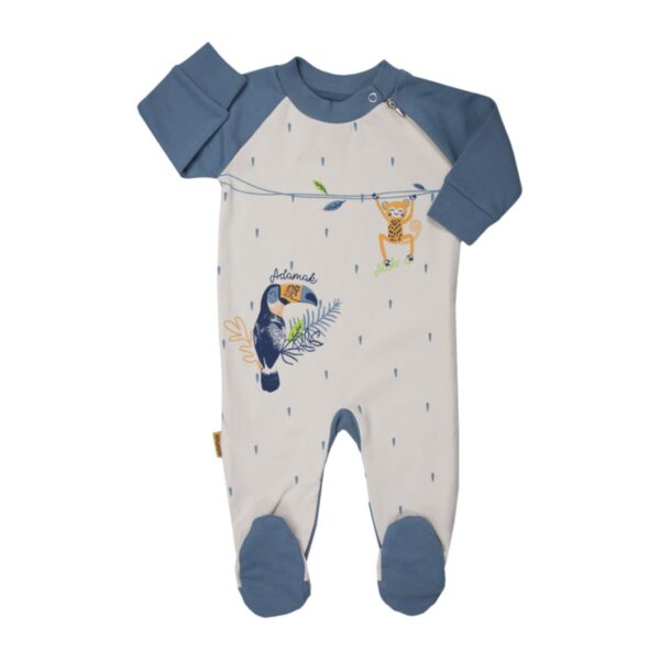 Baby Jumpsuit with Attached Feet (Sock-Style Design) with Animal Pattern