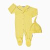 Baby Jumpsuit with Attached Socks & Hat Set, Lemon Yellow Color (2)