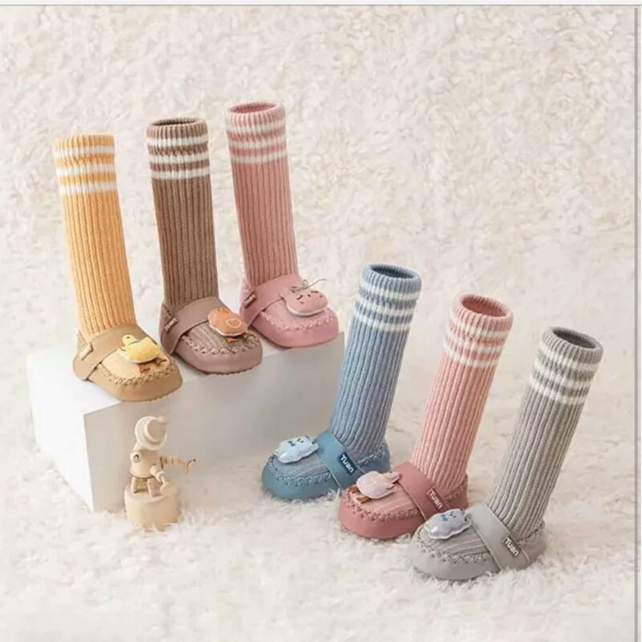 Baby Knee-High Sock Shoes – 100% Cotton, Ultra-Soft and Comfortable, Anti-Slip