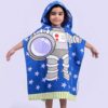 Baby and Toddler Blue Hooded Bath Towel with Astronaut Design (3)