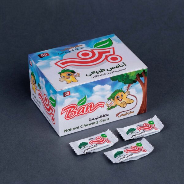 Ban Natural Chewing Gum with Mastic Flavor, 50 Pieces in a Pack