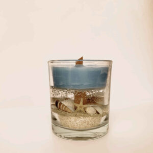 Beach-Themed Glass Jar Candle – Ocean Waves Scent, Coastal Vibes