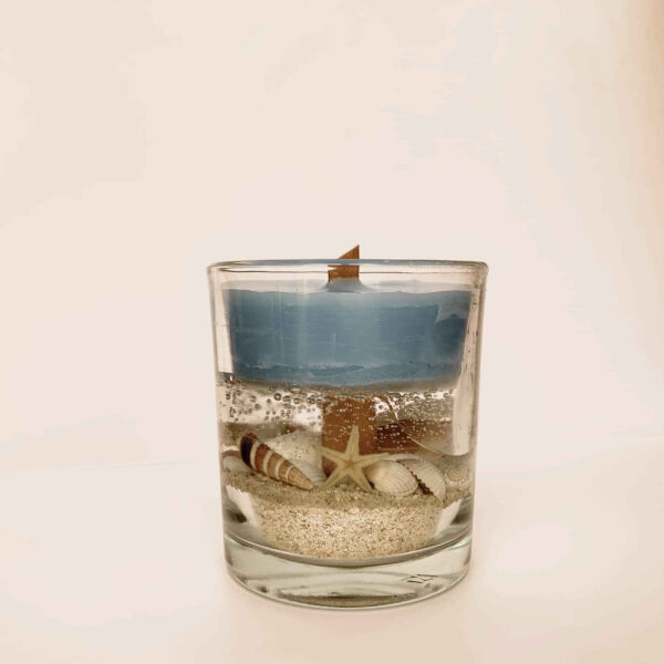 Beach-Themed Glass Jar Candle – Ocean Waves Scent, Coastal Vibes