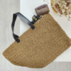 Boho Crochet Raffia Tote with Faux Leather Strap – Unlined & Lightweight